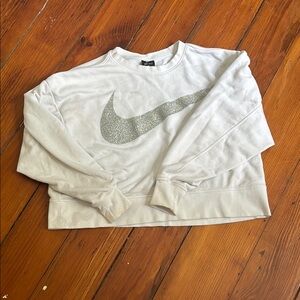 Nike White Sweatshirt with Glitter Silver Logo